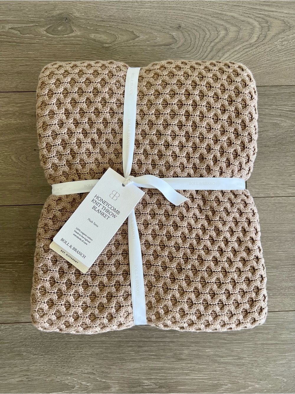 100% Organic Cotton Honeycomb Knit Throw Blanket